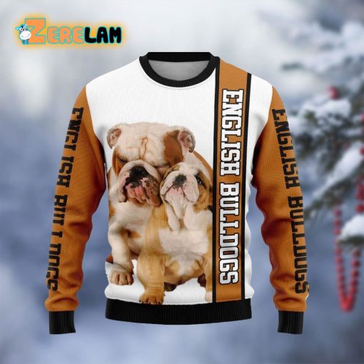 Adorable Rescued English Bulldog Ugly Sweater