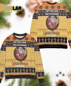 Aint No Laws When Youre Drinking Captain Morgan With Claus Ugly Sweater Yellow