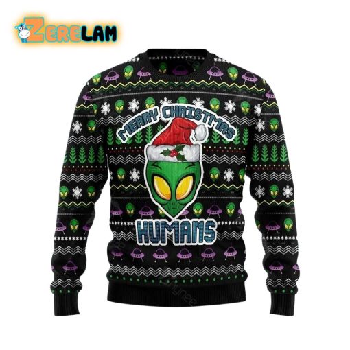 Alien Merry Christmas Humans Ugly Sweater