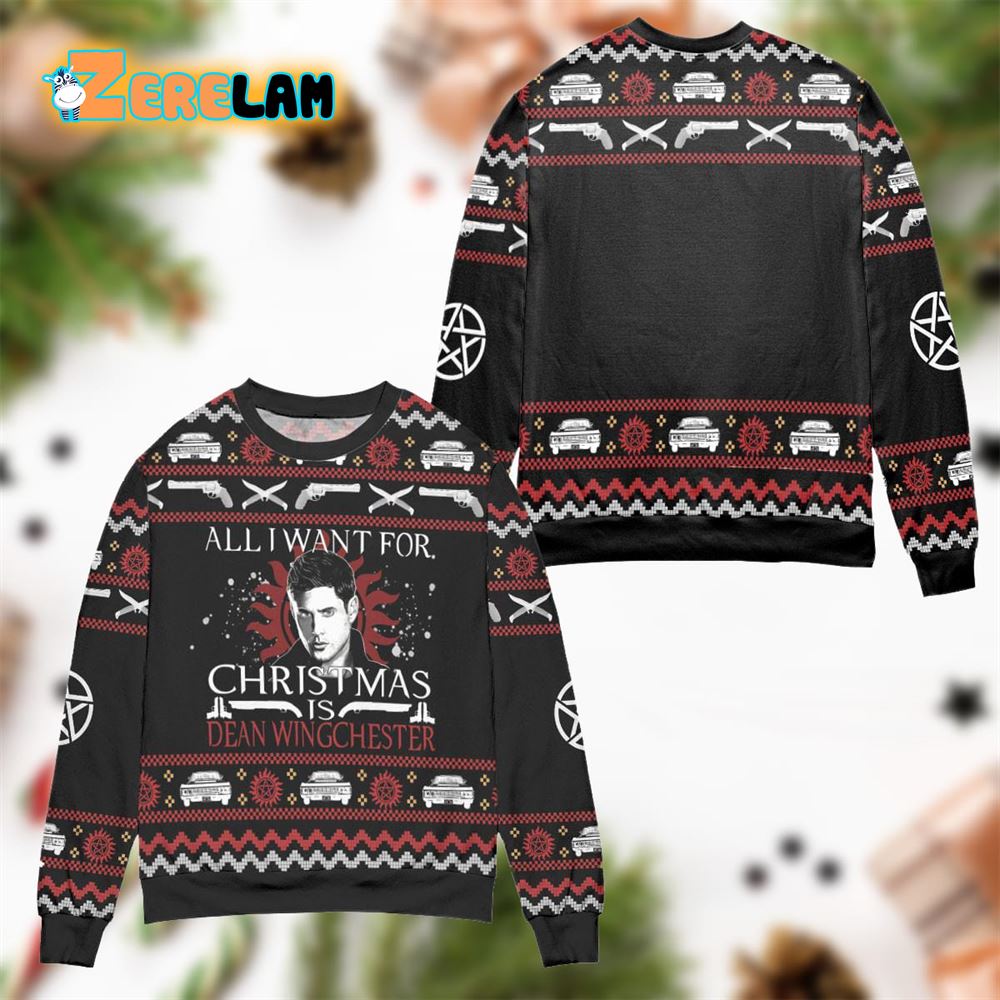 All I Want For Christmas Is Dean Winchester Supernatural Black Ugly ...