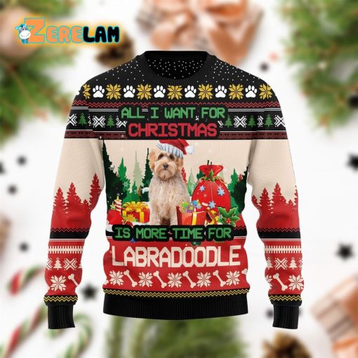 Ugly Sweater All I Want For Christmas Is Labradoodle More Time Funny