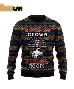 American Grown With Viking Roots Christmas Ugly Sweater