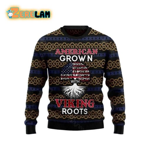 American Grown With Viking Roots Christmas Ugly Sweater