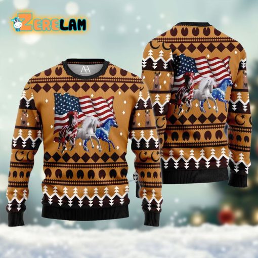 American Horse Ugly Sweater 3d All Over Printed