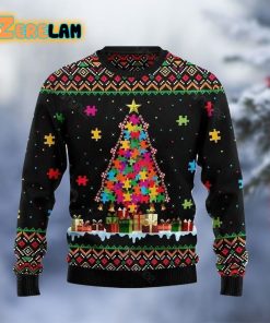 Autism Pine Christmas Ugly Sweater