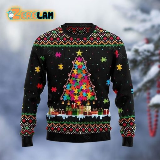 Autism Pine Christmas Ugly Sweater