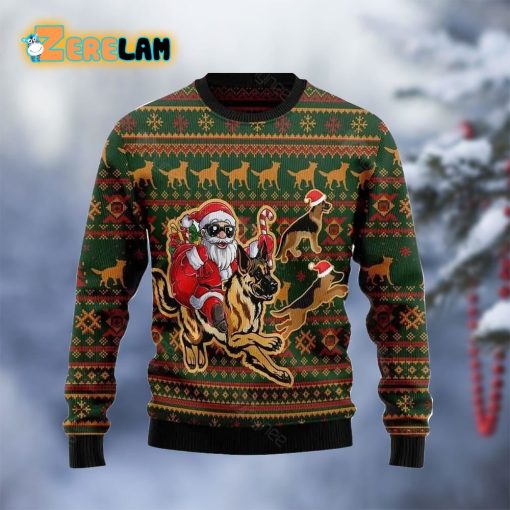 Awesome German Shepherd Santa Claus Ugly Sweater