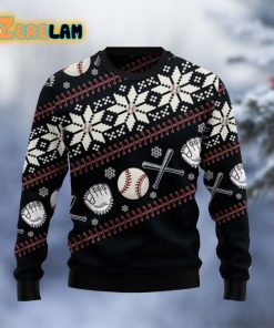 Baseball Christmas Black Ugly Sweater