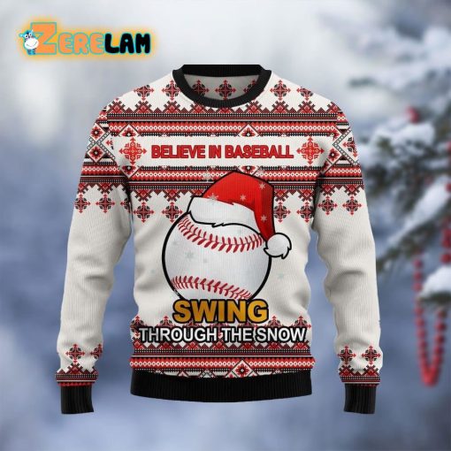 Baseball Santa Hat Ugly Sweater