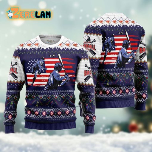 Baseball Scene Triple Walled Ugly Sweater