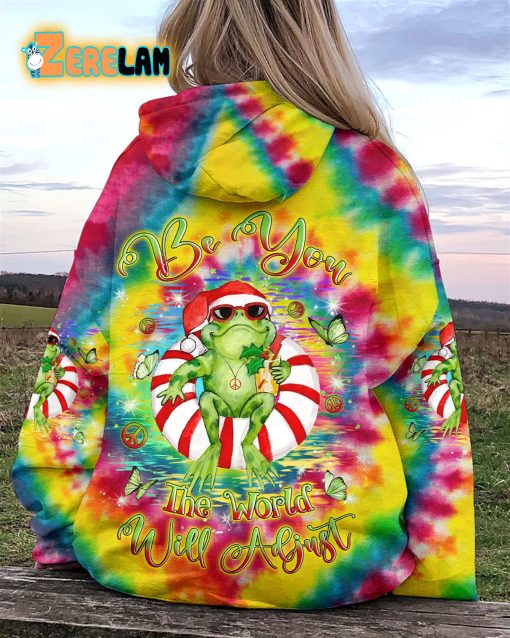 Be You The World Will Adjust Colorful Christmas Frog Hoodie