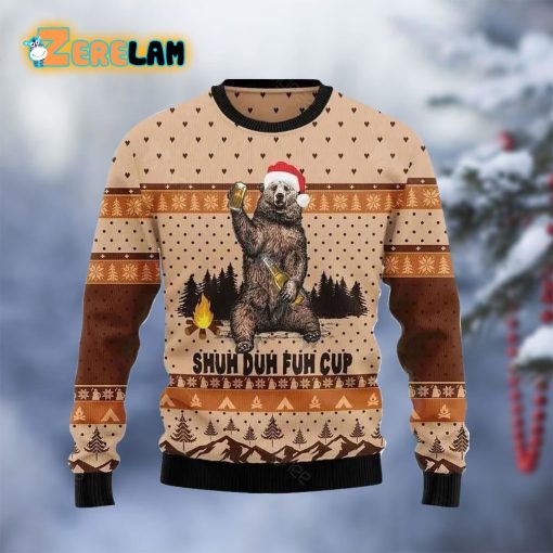 Bear Beer Campfire Shuh Christmas Ugly Sweater