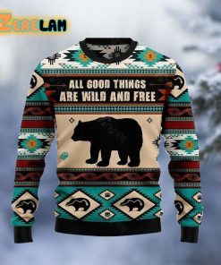 Bear Wild And Free Christmas Ugly Sweater