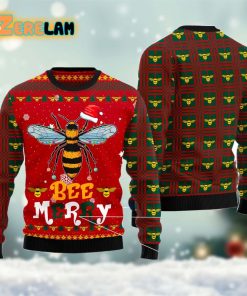 Bee Merry Christmas Red Funny Ugly Sweater