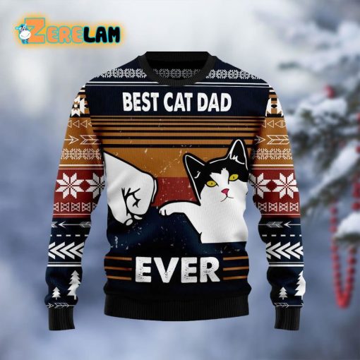 Best Cat Dad Ever Christmas Ugly Sweater