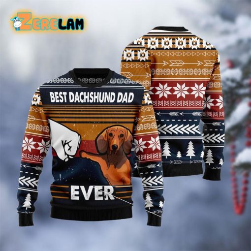 Best Dachshund Dog Dad Ever Christmas Ugly Sweater