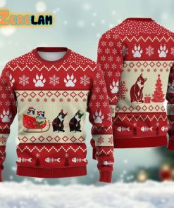 Bicolor Cat Reindeer Christmas Ugly Sweater
