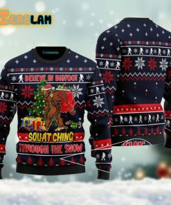 Bigfoot Squats Ching Christmas Ugly Sweater