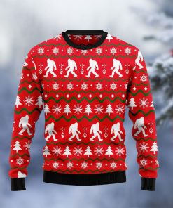Bigfoot Christmas Red Ugly Sweater