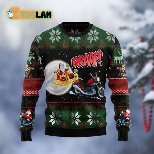 Biker Santa Xmas Ugly Sweater