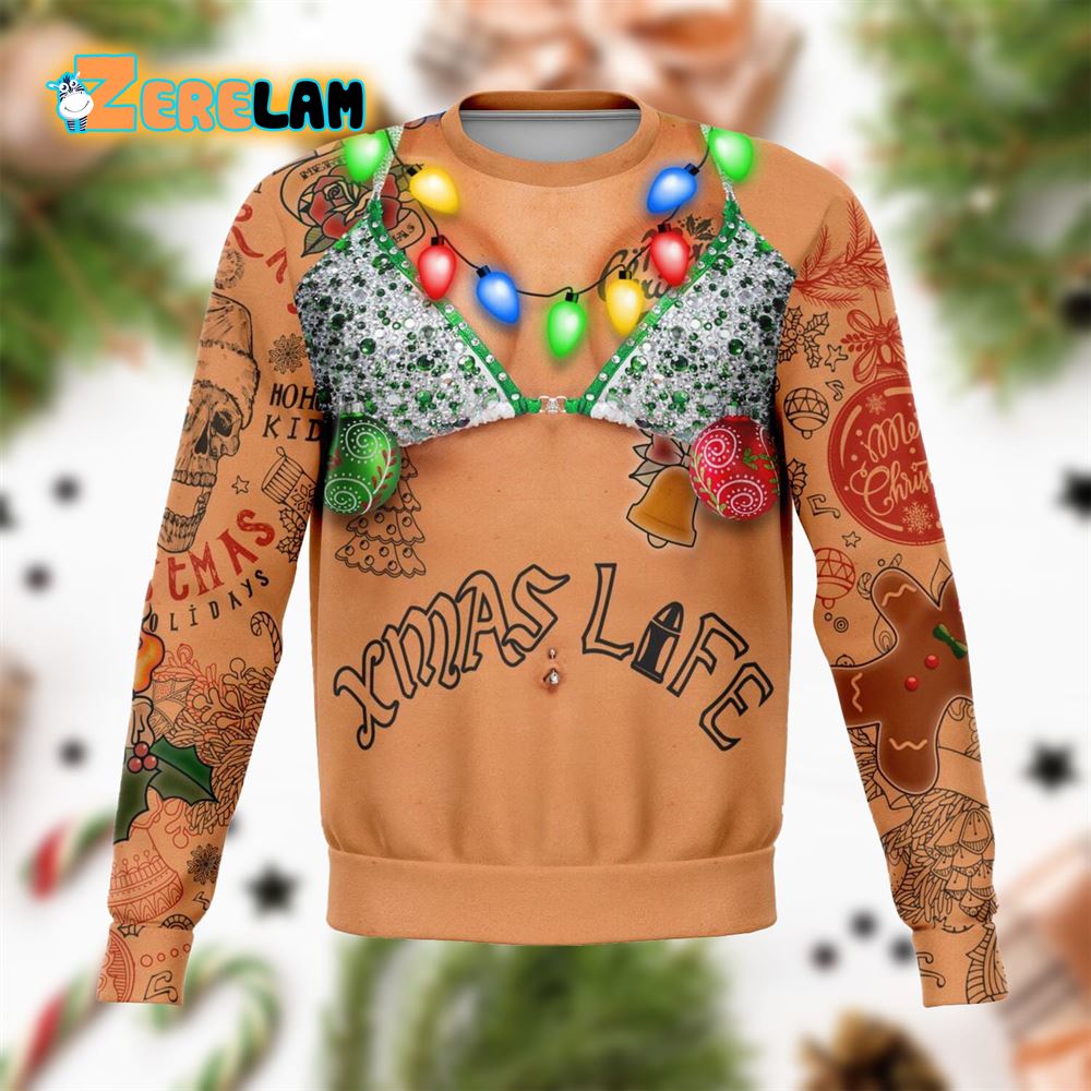 Samurai Oni Mask Tattoo Ugly Christmas Sweater Style Gift For Men And Women