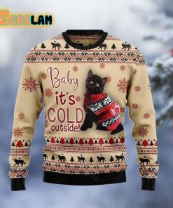 Black Cat Baby It Is Cold Outside Ugly Sweater