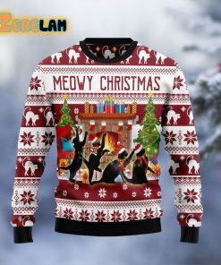 Black Cat Christmas Dancing Funny Ugly Sweater
