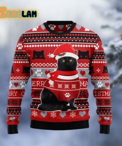 Black Cat Christmas Pattern Ugly Sweater