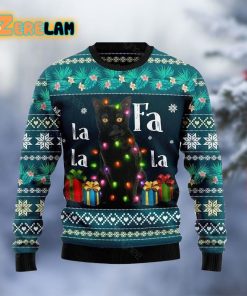 Black Cat Falalala Christmas Ugly Sweater