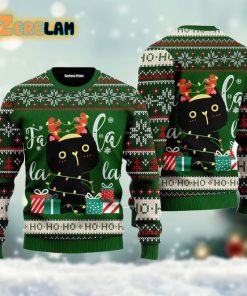 Black Cat Falalala Ugly Sweater For Cat Lover