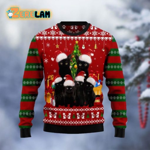 Black Cat Family Christmas Ugly Sweater