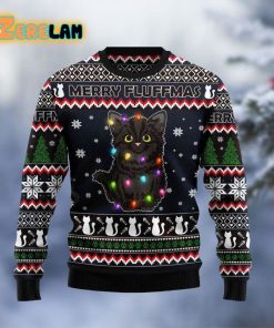 Black Cat Fluffmas Ugly Sweater