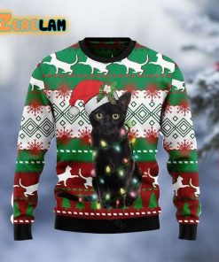 Black Cat Light Christmas Ugly Sweater