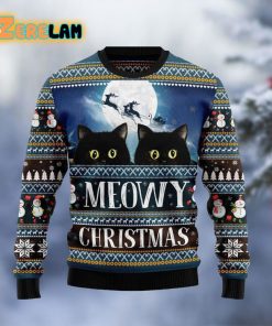 Black Cat Meowy Christmas Ugly Sweater