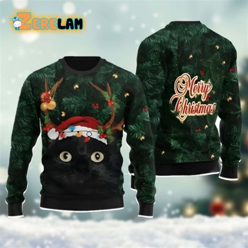 Black Cat Merry Christmas Ugly Sweater