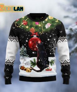 Black Cat Mirror Christmas Ugly Sweater