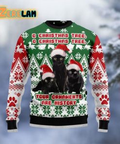 Black Cat Oh Christmas Tree Ugly Sweater