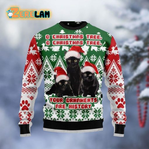 Black Cat Oh Christmas Tree Ugly Sweater