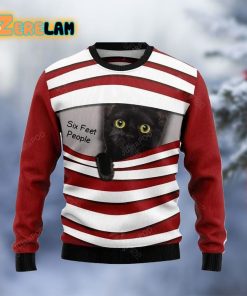 Black Cat Six Feet Christmas Ugly Sweater