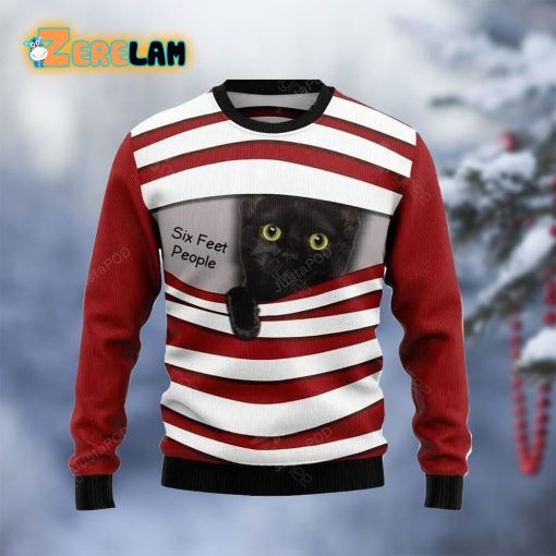 Black Cat Six Feet Christmas Ugly Sweater
