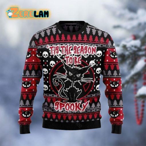 Black Cat Spooky Christmas Ugly Sweater