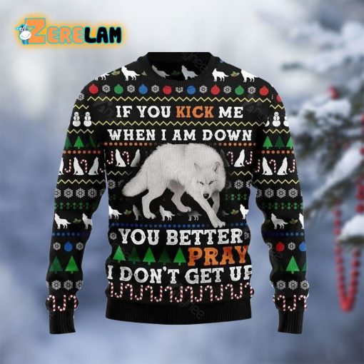 Blue Snow Awesome Wolf Ugly Sweater