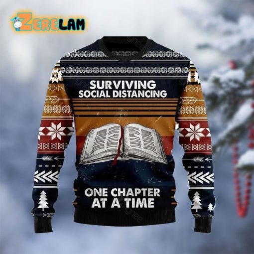 Book Retro Vintage Christmas Ugly Sweater