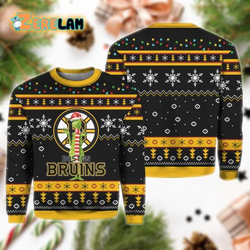 Bruins Funny Grnch Christmas Ugly Sweater