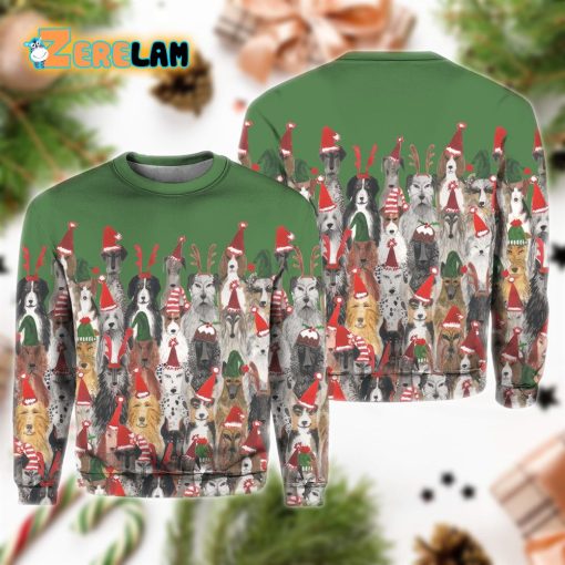 Christmas Dogs Print Casual Ugly Sweater