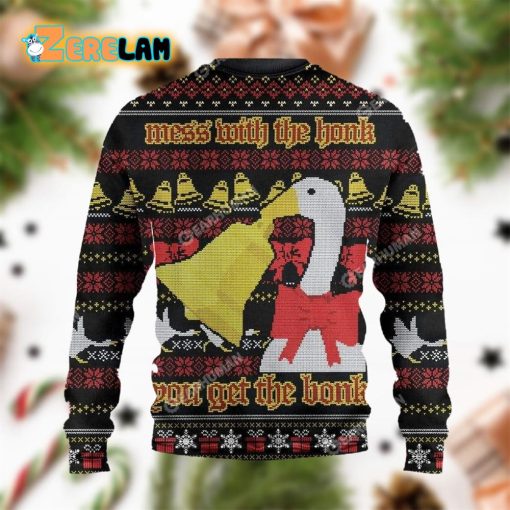 Christmas Duck Mess With The Honk You Get The Bonk Ugly Sweater