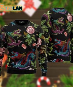 Dragons Flower Pattern Pullover Ugly Sweater