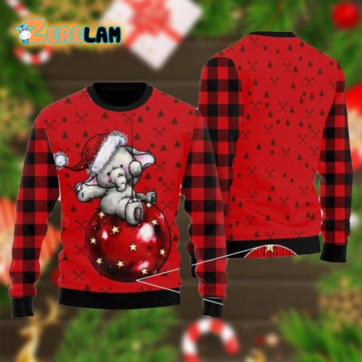 Elephant Cute Red Pattern Ugly Sweater