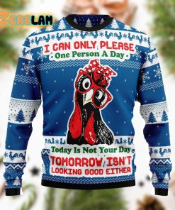 Funny Chicken Blue Christmas Ugly Sweater For Unisex