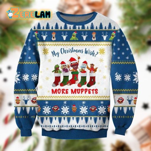 Funny Wish More Muppets Christmas 3D Ugly Sweater